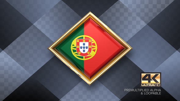 Portugal Flag Rotating Badge 4K Looping with Transparent Background alt