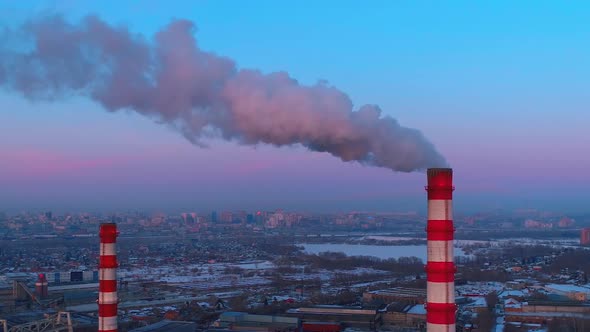 Air Pollution From Industrial Plants Aerial View alt
