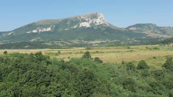 Beautiful green scenery under the Stol mountain in Eastern Serbia 4K drone video
