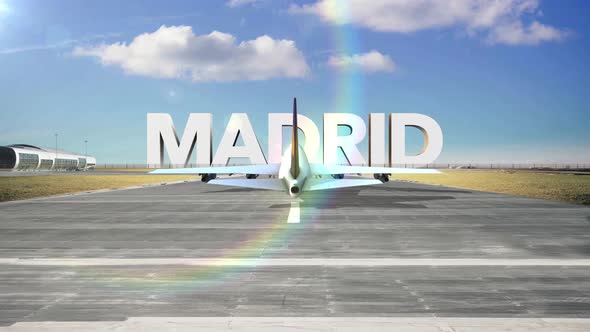 Commercial Airplane Landing Capitals And Cities Madrid