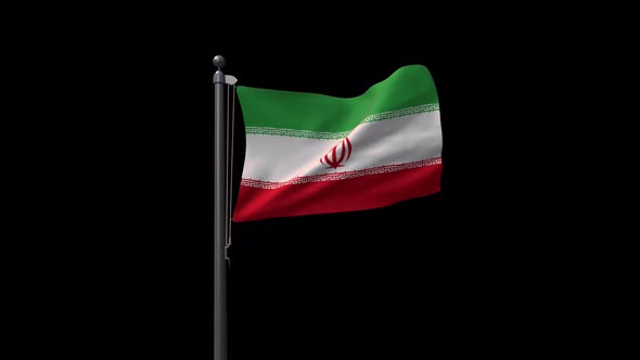 Iran Flag On Flagpole With Alpha Channel 4K alt