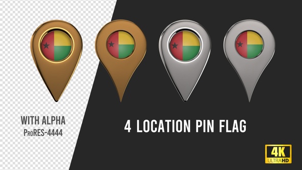 Guinea Bissau Flag Location Pins Silver And Gold alt