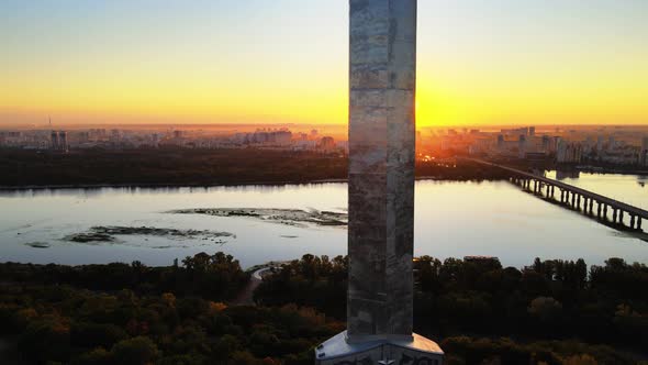 Monument Motherland in the Morning. Kyiv, Ukraine. Aerial View alt