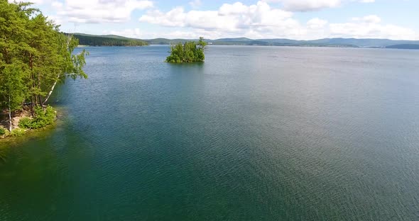 Beautiful Mountain Lake Turgoyak Aerial