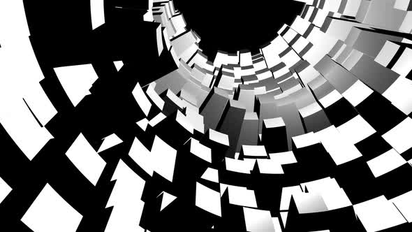 Abstract 3D cube blocks in curve tunnel