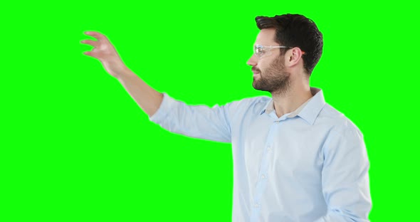 Man touching digital screen alt