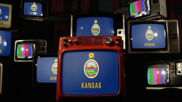 Flag Of Kansas on Retro TVs. alt