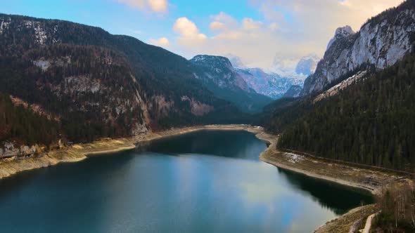 Beautiful Drone View on the Lake Gosausee with Mountains in Austria alt