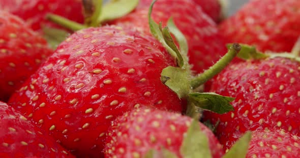 Fresh Strawberries, Rotating Slowly. Macro Close Up. Rotate alt