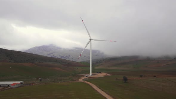 Wind turbines in wind power farm alt