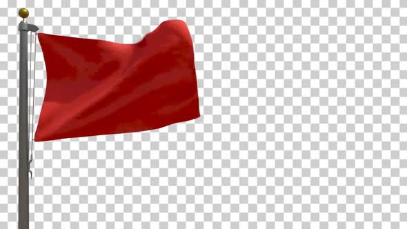 Red Flag on Flagpole with Alpha Channel - 4K alt