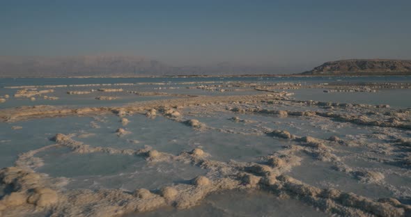 Salty Sea by the Mountains in the Desert