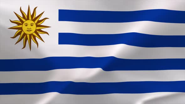 Uruguay Waving Flag Animation 4K Moving Wallpaper Background alt