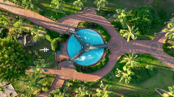 Fountain in the Park Alanya Turkey Aerial 4 K alt