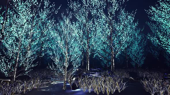 Strange Glowing Metal Forest