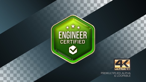 Engineer Certified Rotating Badge 4K Looping Design Element