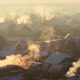 Orange Smoke Comes Out of the Chimneys in the Village on a Frosty Winter Morning - VideoHive Item for Sale