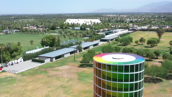 Picturesque flight above empty and desolate Empire Polo Club, Coachella Valley Music and Arts Festiv alt