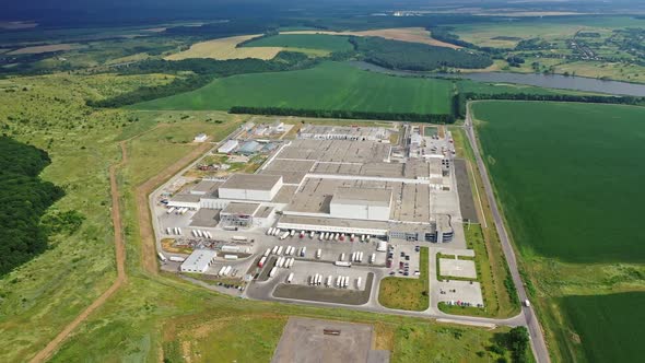 Poultry farm building. Building of the poultry farm in the countryside alt