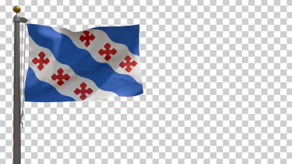 Rockville City Flag (Maryland, USA) on Flagpole with Alpha Channel - 4K alt