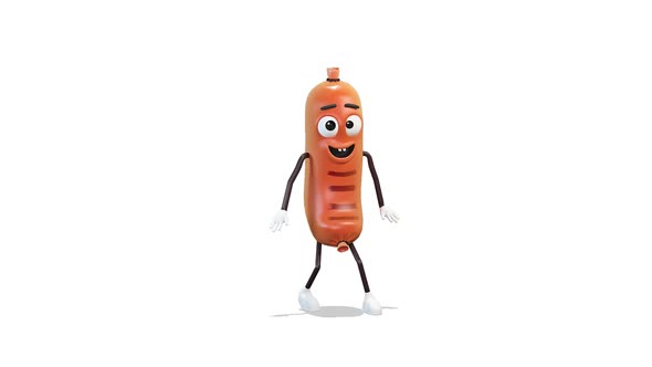 Sausage Dancing A Poppin Dance on White Background , Motion Graphics