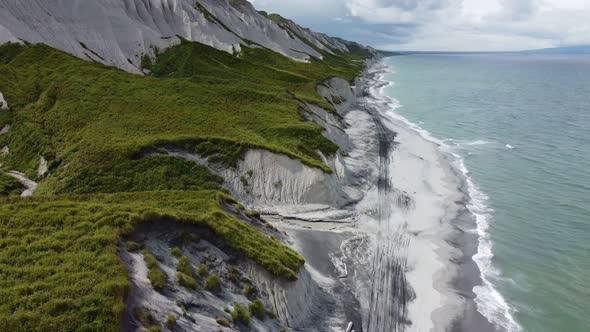 white cliffs on the ocean