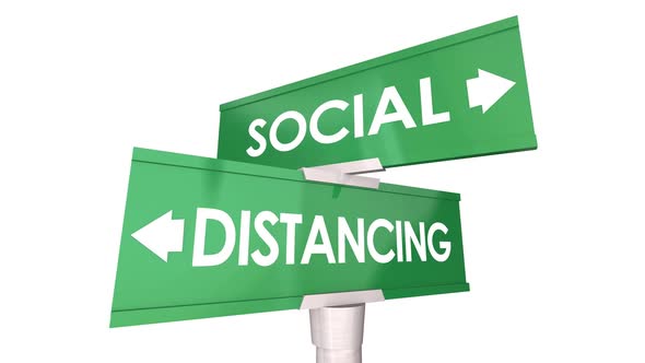 Social Distancing Isolate Quarantine Two Way Road Signs 3d Animation alt