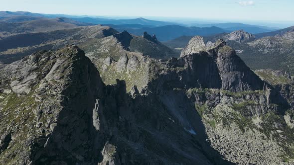 A Drone View of the Mountains of the Ergaki Natural Park Krasnoyarsk Territory alt