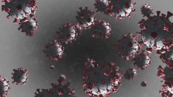 Animation of macro Coronavirus Covid-19 cells floating in a vein. 4k alt