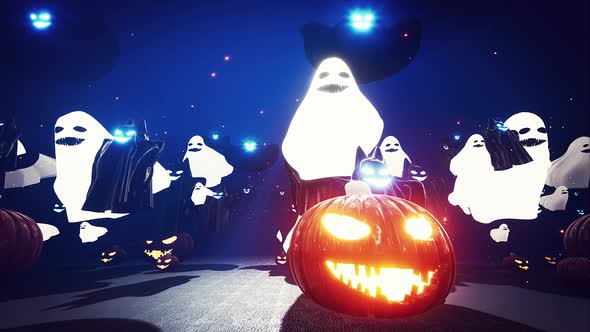 Halloween Pumpkins Bats And Ghosts  4k
