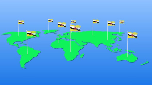 Flag Of Brunei Around The World Flying Wave Animation alt