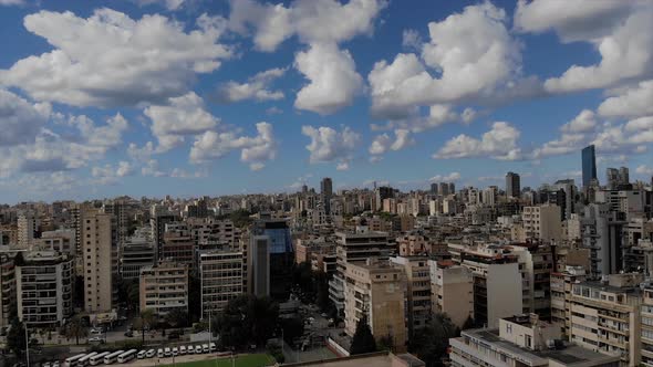 A shot of Beirut city taken with a drone