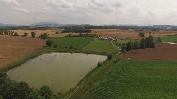 Drone fly ove the leak and fields alt