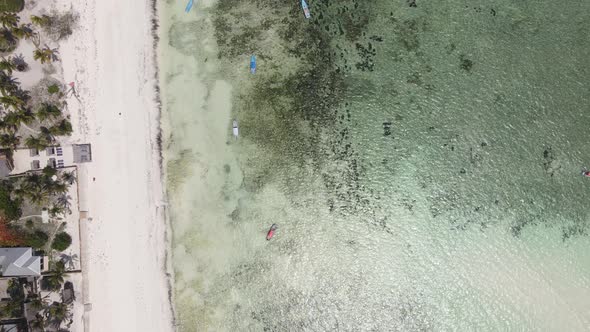 Aerial View of the Indian Ocean Near the Shore of the Island of Zanzibar Tanzania Slow Motion alt