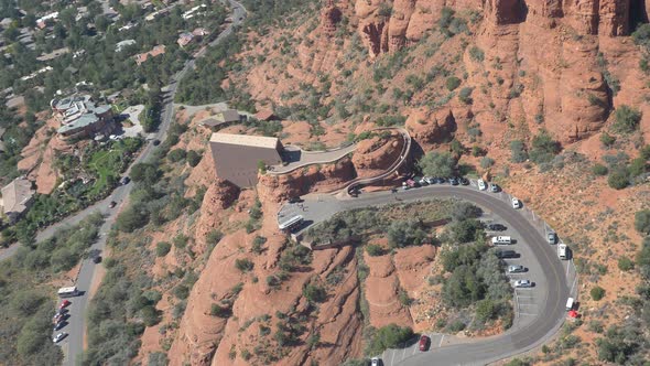 Aerial of the Chapel of the Holy Cross in Sedona alt