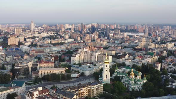 Drone footage Aerial view of Kiev Pechersk Lavra in Kyiv Kiev alt
