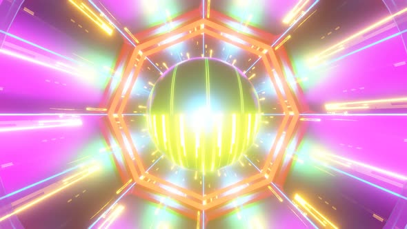Rotating Particles Disco Ball and Flashing Light on Red Background Loop