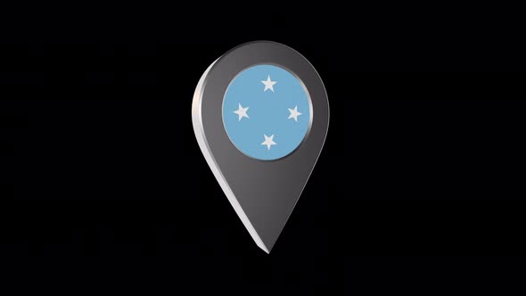 3d Animation Map Navigation Pointer With Micronesia Flag With Alpha Channel  - 4K alt