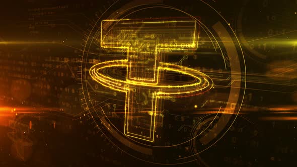 Tether digital dollar symbol abstract animation alt