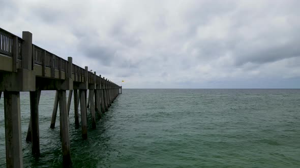 Wooden Pier in Atlantic Ocean in Pensacola, Florida - Epic Aerial Drone Shot alt