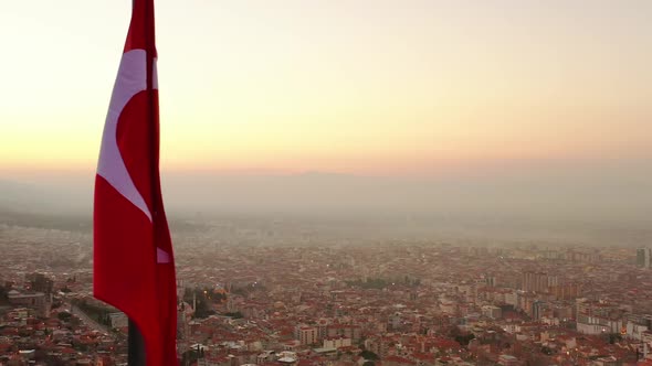 City Flag And Sunlight Aerial View