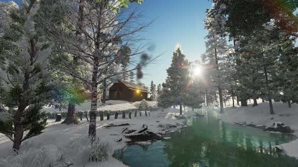 Winter Log Cabin alt