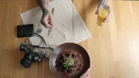 Chocolate Porridge with Banana in White Bowl Decorated Movies Breakfast alt