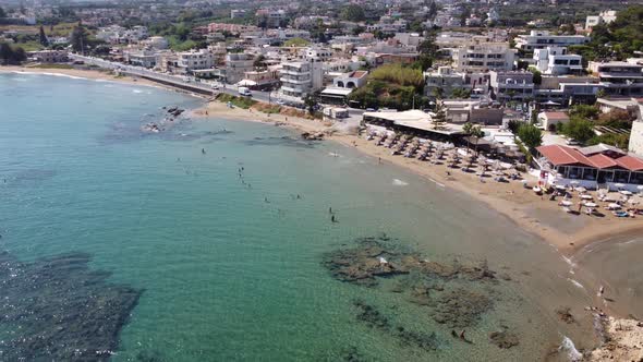 Aerial Drone Video of Beach in Crete Island Greece alt