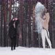 Happy Carefree Girls Throw Snow and Bounce in Slow Motion - VideoHive Item for Sale