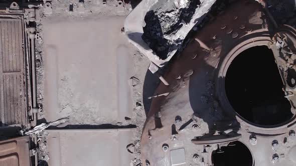 Vertical Video of a Destroyed Russian Military Equipment During the War in Ukraine alt