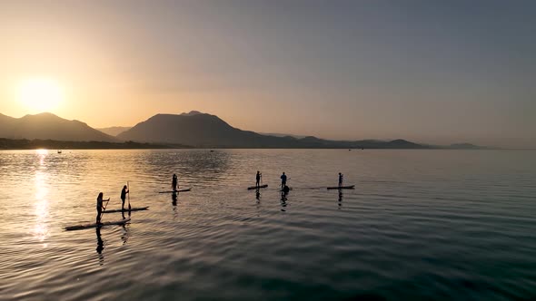 Sup surfing group aerial view 4 K Turkey Alanya alt