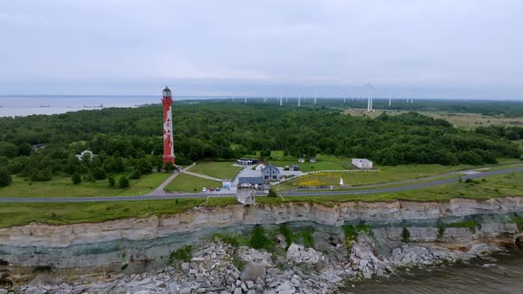 Beautiful Limestone Cliff on Pakri Peninsula Estonia with the Historic Lighthouses alt