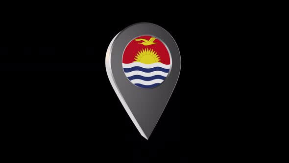 3d Animation Map Navigation Pointer With Kiribati Flag With Alpha Channel  - 2K alt
