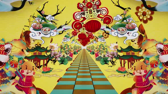Chinese Traditional Cartoon Stage Background
